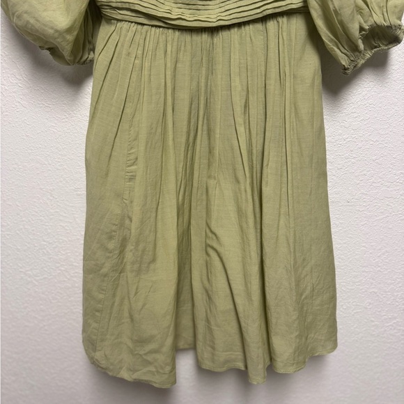 Abercrombie & Fitch Sage Green Puff Sleeve Smocked Mini Dress XS - Picture 3 of 9